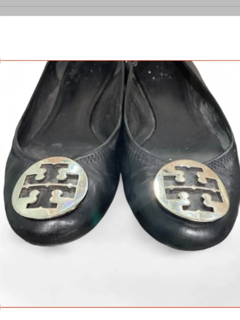 Tory Burch Women's Black leather Ballet flats shoes size 8.5